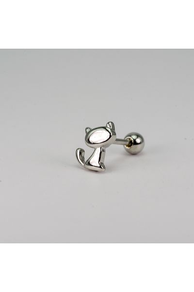 Piercing by Sever Cat Steel Piercing… Silver/Silver Color and Transparent Stone (Targus Helix Conch Flat)