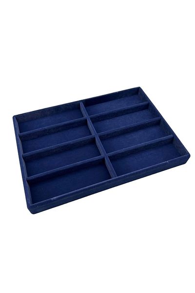 MeGass Dekor Domestic Production New York Model Suede Suede Fabric Dark Blue Color Compartmented Drawer Glasses Stand