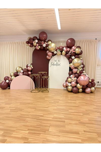 Parti Setim Burgundy / White / Gold Chrome / Rosegold Chrome Set of 60 Balloon Chains
