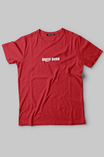 Edwox Red Printed Half Oversize T-Shirt Edw272 for Men