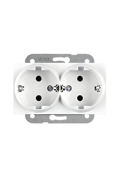 VİKO Karre Double Socket – White, Frameless, Stylish and Durable Design