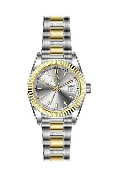 Bigotti Bg.1.10638-4 Curved Calendar 3 Atm Waterproof Metallic-Gold Color Women's Wristwatch