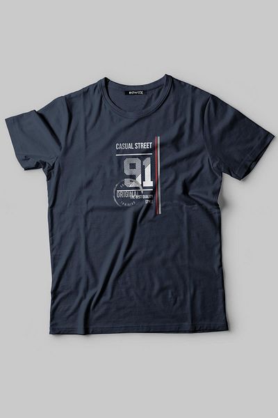 Edwox Ανδρικό μπλουζάκι με στάμπα Half Oversize Navy Blue Edw281