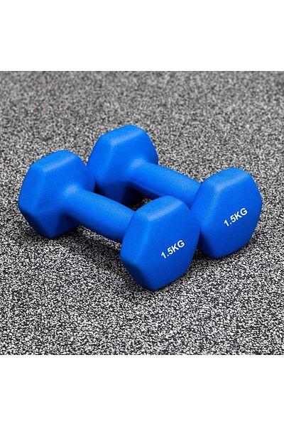 YALLA HomeGym دمبل من النيوبرين، مجموعة من 6 دمبل للرجال والنساء، بمقبض مانع للانزلاق