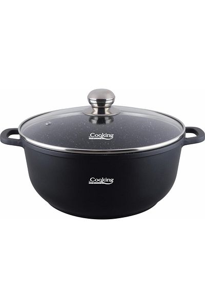 Cooking by Heinner SEMIOALA ALUMINIU TURNAT + CAPAC, 32 CM X 14,5 CM, 10 L, DARK LINE