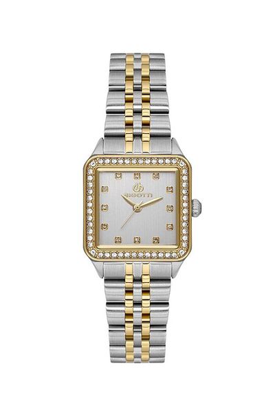 Bigotti Bg.1.10599-4 Square Dial Stone Design 3 Atm Waterproof Metallic-Gold Color Women's Wristwatch