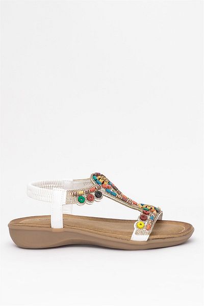 Guja Women's Stone Flat Sandals - White 25Y150-1