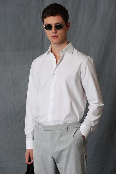 Lufian Cămașă inteligentă Nagoya pentru bărbați Comfort Slim Fit, albă