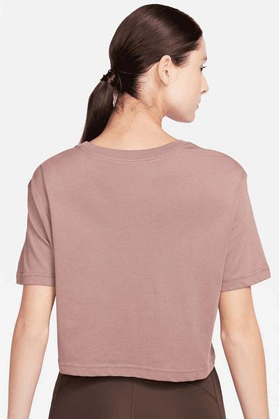 Nike Pro Dri Fit Graphics Loose Fit T-shirt Γυναικείο Crop Μεγάλου Μεγέθους Καθημερινό T-shirt Καφέ