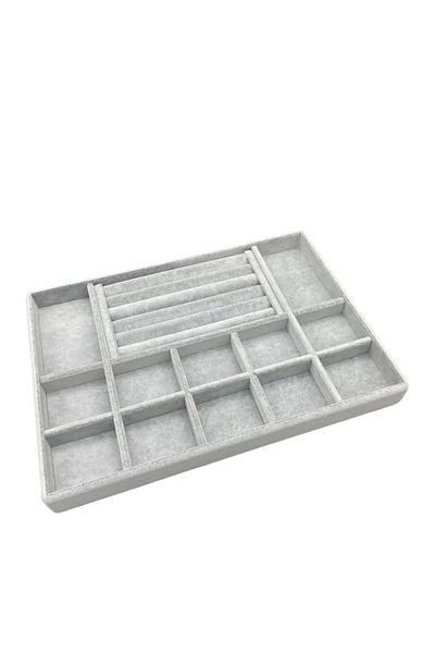 MeGass Dekor Domestic Production Istanbul Model Suede Fabric Gray Color Drawer Jewelry Organizer Stand
