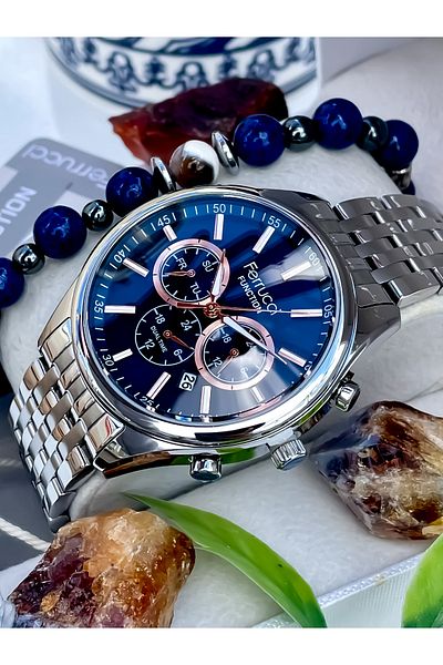 Ferrucci New Season Silver Color Steel Men's Wristwatch 3Atm Waterproof Bracelet Gift for Father's Day