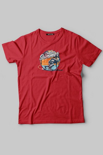 Edwox Red Printed Half Oversize T-Shirt for Men Edw289