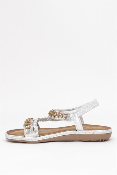 Guja 25Y152-1 Women's Stone Flat Sandals Silver