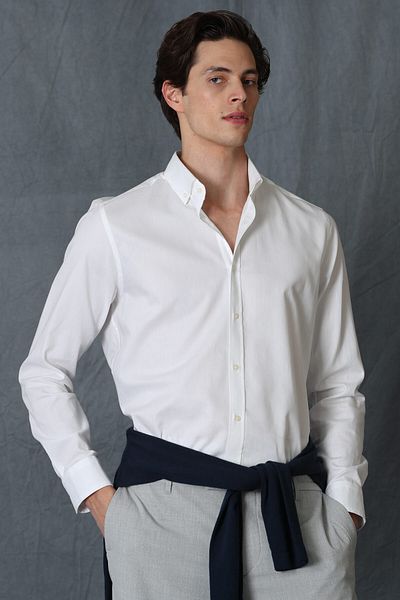 Lufian Cămașă inteligentă pentru bărbați Daniel Slim Fit, albă