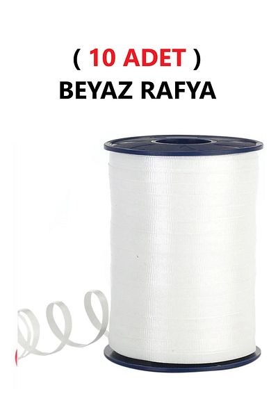 TİFOYS (10 Pieces) 200 Meters Rabant White Raffia Ribbon Ribbon