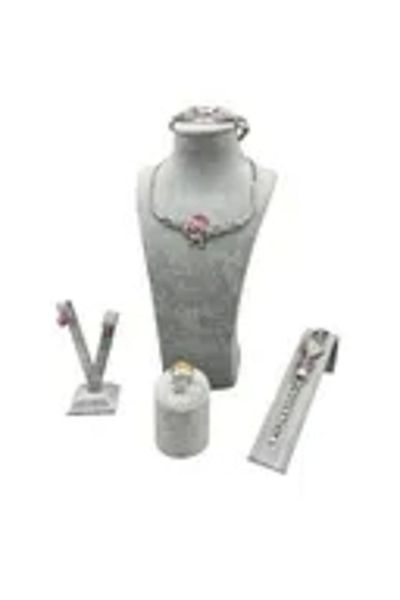 MeGass Dekor Domestic Production Suede Fabric Gray Color Mini Showcase Jewelry Display Manikin
