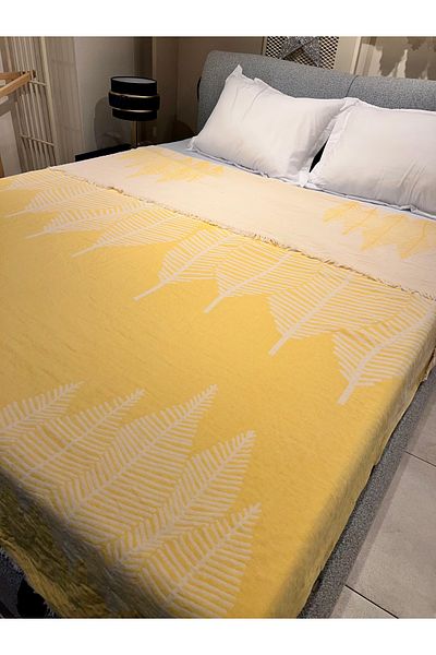 Explore Home Yellow Gemma Double Cotton and Muslin Bedspread