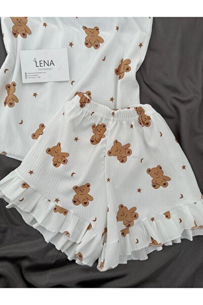 Lena Homewears Women's Mini Tedy 4'Er Shorts Pajama Set