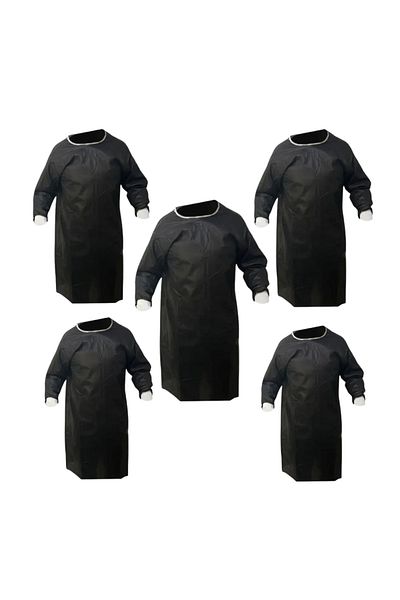 By Cleaner Disposable Patient/Examination Room Gown Long Sleeve Black 5 Pieces