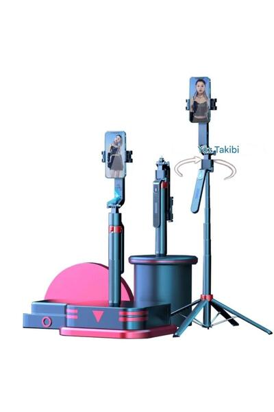 Asfal Yüz Takibi Yapan Selfie Çubuğu, Çantalı, Uzaktan Kumandalı, 360° Dönen 180 Cm, Gopro Uyumlu Tripod