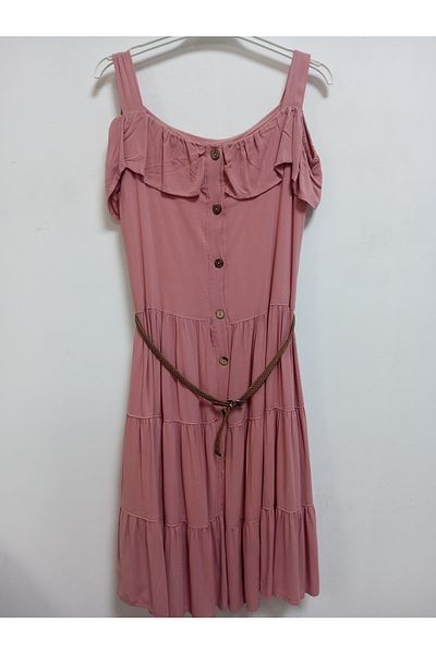 AKŞEN GİYİM ROCHIE DE ZI DE 10-14 ANI CU MÂNECĂ FĂRĂ UMĂR CU CUREA CU CĂPTUȘEALĂ DE BUMBAC VISCOSA