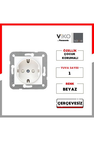 VİKO Karre Socket – Child Proof, White, Frameless, Stylish and Durable