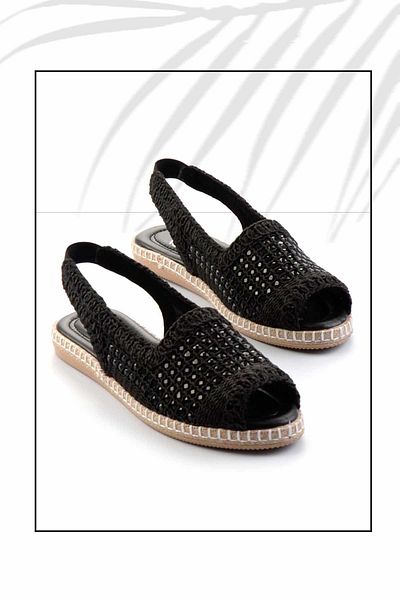 Bambi Schwarz gestrickte Damen-Espadrille K 05117155016