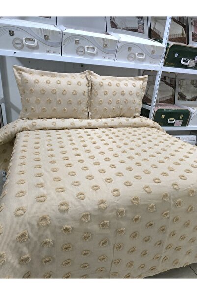 ESTİMA Aslan Tekstil Ayşe Çift Kişilik Ponponlu Yatak Örtüsü 250x260 2 Yastık 50x80