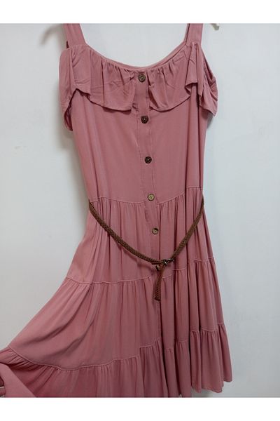 AKŞEN GİYİM ROCHIE DE ZI DE 10-14 ANI CU MÂNECĂ FĂRĂ UMĂR CU CUREA CU CĂPTUȘEALĂ DE BUMBAC VISCOSA