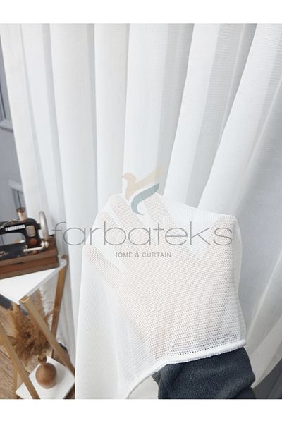 Taç Exculusive Rana Does Not Want Ironing, Wrinkle-Free Plain 3 Layer Pleated Tulle Curtain