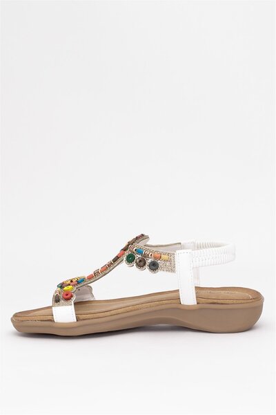 Guja Women's Stone Flat Sandals - White 25Y150-1