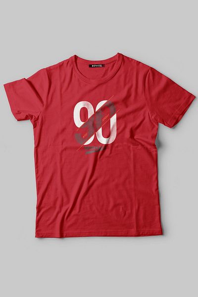 Edwox Men's Printed Half Oversize T-Shirt - Red Edw286