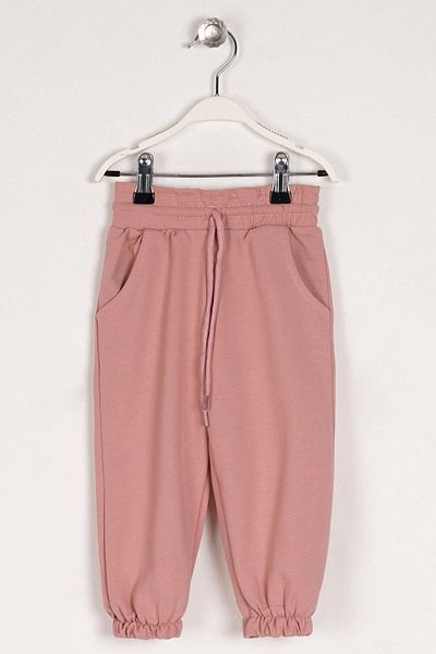 zepkids Dusty Rose Color Girls' Tracksuit with Rubberized Legs Single Bottom