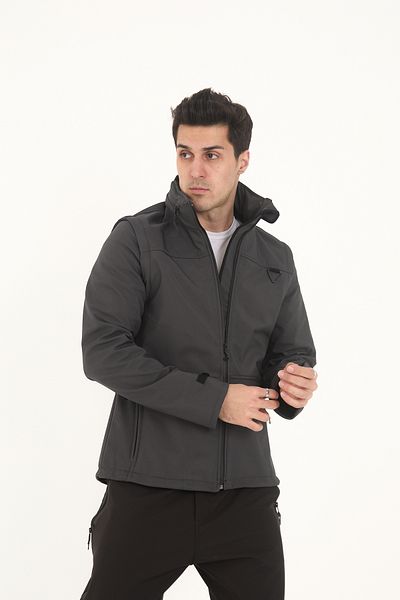 Camp Scoutland Camp460 Outdoor Tactical Softshell Ανδρικό τακτικό γιλέκο και παλτό από ανθρακί ανθεκτικό στο νερό και τον άνεμο