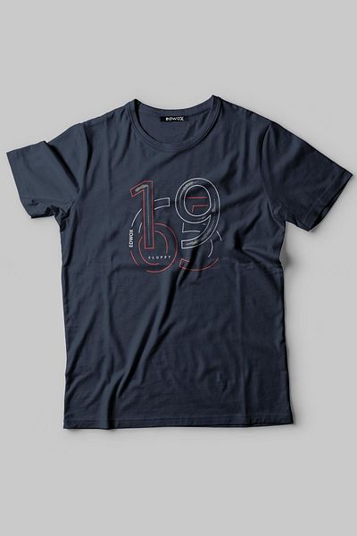 Edwox Ανδρικό μπλουζάκι με στάμπα Half Oversize Navy Blue Edw273