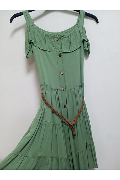 AKŞEN GİYİM ROCHIE DE ZI DE 10-14 ANI CU MÂNECĂ FĂRĂ UMĂR CU CUREA CU CĂPTUȘEALĂ DE BUMBAC VISCOSA