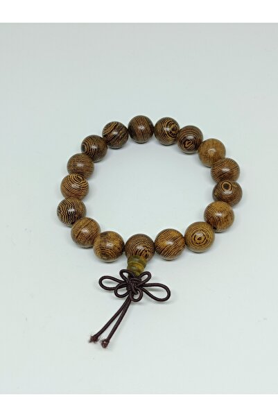 mama india alaçatı Wenge Wood Handmade Elastic 12 mm Beaded Bracelet No 33