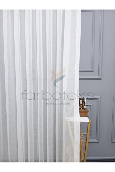 farbateks Exculusive Mimosa Iron-Free, Wrinkle-Free Plain 3-Layer Pleated Tulle Curtain