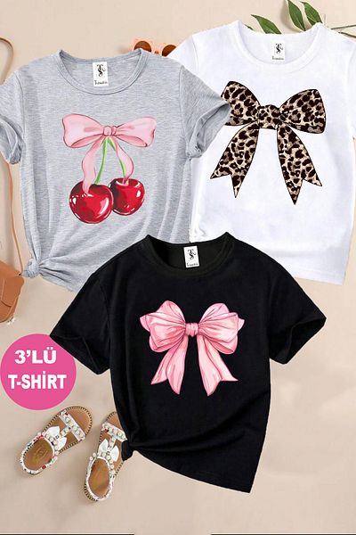 twins tailors Tricou pentru fete 3' negru-gri-alb