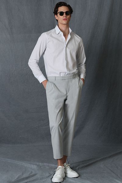Lufian Yellow Men's Smart Shirt Comfort Fit White