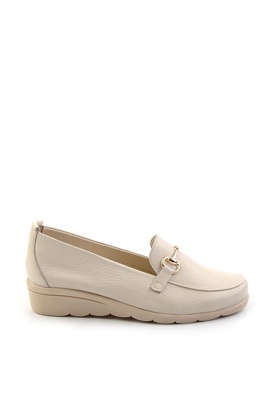 Bambi Beige Leather Women's Casual Shoes K 01087207203