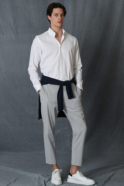 Lufian Cămașă inteligentă pentru bărbați Daniel Slim Fit, albă