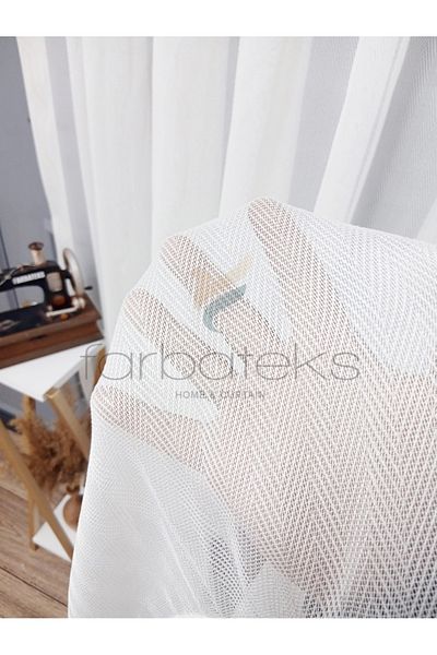 Taç Exculusive Narcissus Iron-Free, Wrinkle-Free Plain 3 Layer Pleated Tulle Curtain
