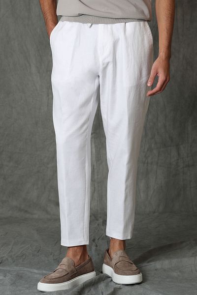 Lufian Leo Smart Men's Chino Trousers Tailored Fit White