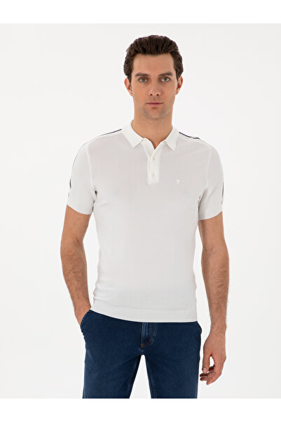 Cacharel White Slim Fit Polo Neck Knitwear T-Shirt 50299419-Vr013