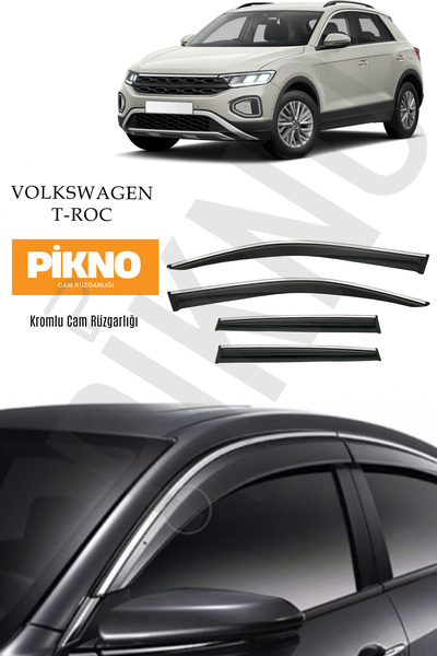 pikno Volkswagen T-Roc Kromlu Cam Rüzgarlığı 4lü Set A+ Plus