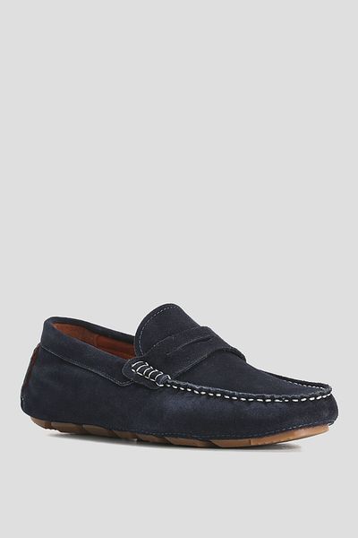 Lufian Stroll Suede Loafer Shoes Navy Blue