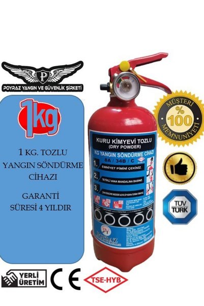 POYRAZ Yangın Tüpü Sondurucu 1 Kg 2024 Üretim 2028 Son Kullannım 4yıl Garantl...