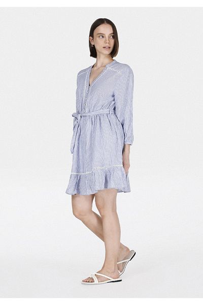 Colin's Regular Fit Striped Women's Blue Sleeve Dress