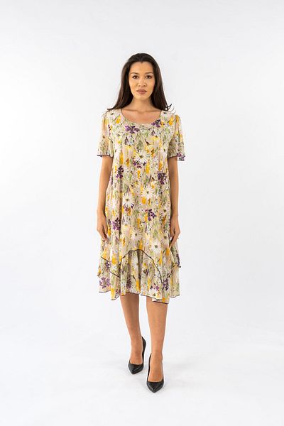 Gorgeaux Rochie Crem cu Imprimeu Floral Bianca - S(36)